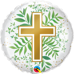 Standard Golden Cross & Greenery folijski balon