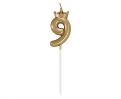 Svjećica Champagne Gold s krunicom broj 9