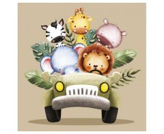  Safari Animals in the Jeep salvete 33x33cm