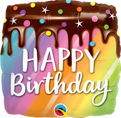 Standard Bday Rainbow Drip Cake folijski balon
