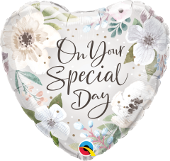 Standard Special Day White Floral folijski balon
