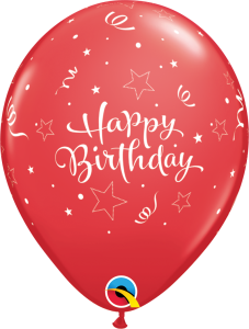 Lateks baloni 28cm Bday Shining Star Red