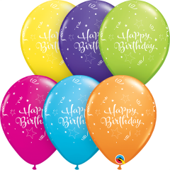 Lateks baloni 28cm Bday Shining Star Tropical Ast 