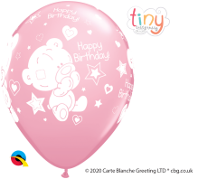 Lateks baloni 28cm Tiny Tatty Bday Pink 