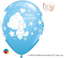 Lateks baloni 28cm Tiny Tatty Bday Pale Blue