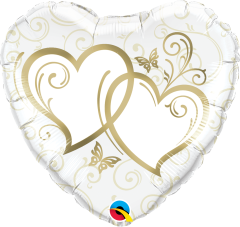 Standard Entwined Hearts Gold folijski balon