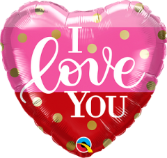 Standard Heart I Love You Gold Dots folijski balon
