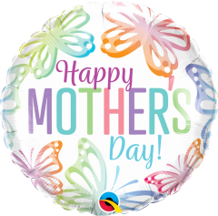 Standard Round Mother's Day Pastel Butterflies folijski balon