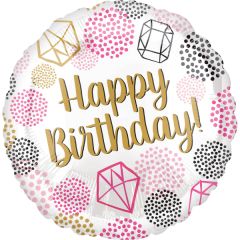 Standard Happy Birthday Gems folijski balon
