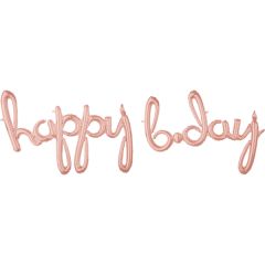 Natpis Happy Bday Rose Gold folijski balon