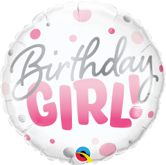 Bday Girl Pink Dots folijski balon