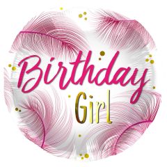 Standard Birthday Girl Feathers folijski balon