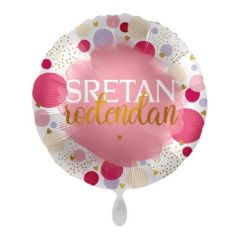 Standard Sretan Rođendan pink točke folijski balon
