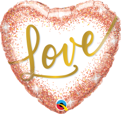Standard Love Rose Gold Glitter Dots folijski balon