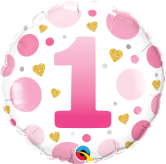Standard Age 1 Pink Dots folijski balon