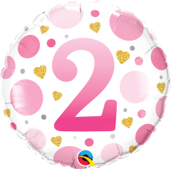 Standard Age 2 Pink Dots folijski balon