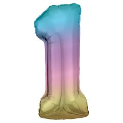 Folijski balon Broj 1 Pastel Rainbow