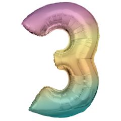 Folijski balon Broj 3 Pastel Rainbow