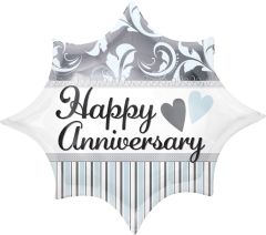 Standard Elegant Happy Anniversary Burst folijski balon