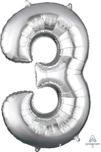 Folijski balon broj 3 Silver