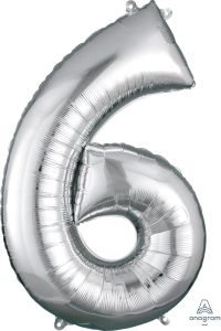 Folijski balon broj 6 Silver