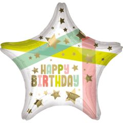Standard Happy Birthday Gold Stars and Colors folijski balon