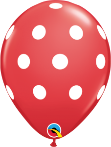 Lateks baloni 28cm Big Polka Dots Red