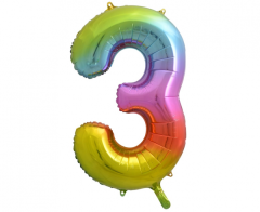 Folijski balon B&C broj 3 Rainbow