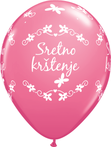Lateks baloni 28cm Sretno krštenje Rose