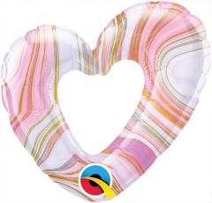 Mini 14" Open Colorful Marble Heart  folijski balon na štapiću