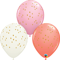 Latex baloni 28 cm Boho Speckle Dots  Assortment of Pink, Coral, Cashmere