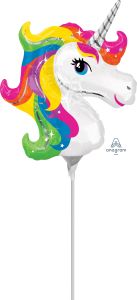 Mini Rainbow Unicorn folijski balon na štapiću