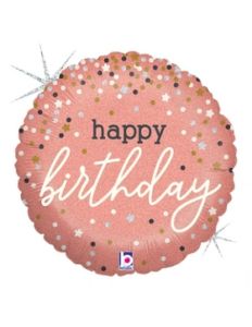 Mini B-Day Confetti Rose Gold folijski balon na štapiću