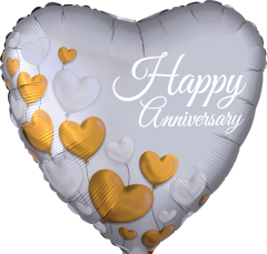 Standard Aniversary Platinum Hearts folijski balon 