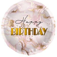 Standard Birthday Marble Pink folijski balon