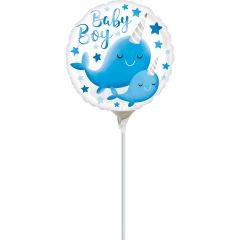 Mini Narwhal Baby Boy folijski balon na štapiću
