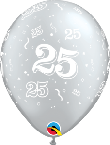 Lateks baloni 28cm 25 A Round Silver 