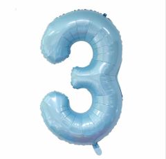 Folijski balon broj 3 Pastel Blue