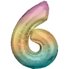 Folijski balon broj 6 Pastel Rainbow