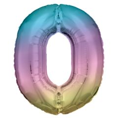 Folijski balon broj 0 Pastel Raibow
