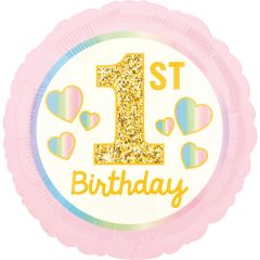 Standard Girl 1st Birthday Pink & Gold folijski balon