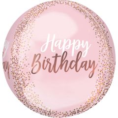 Orbz Rose Gold Blush Birthday folijski balon