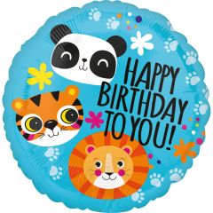 Standard Lion Tiger and Panda Happy Birthday folijski balon