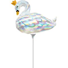 Iridescent Swan folijski balon na štapiću