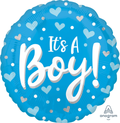 Standard its a Boy Hearts dots blue folijaski balon