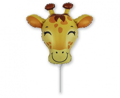 Mini Giraffe Head folijski balon na štapiću