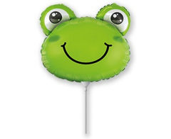 Mini 14"FX Frog Head folijski balon na štapiću