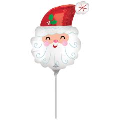 Mini Smiley Satin Santa Head folijski balon na štapiću