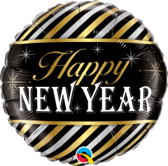 Standard Happy New Year stripes folijski balon