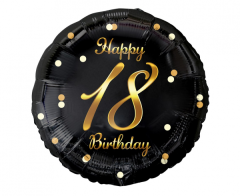 Standard Happy 18 Birthday Black Gold Printing folijski balon